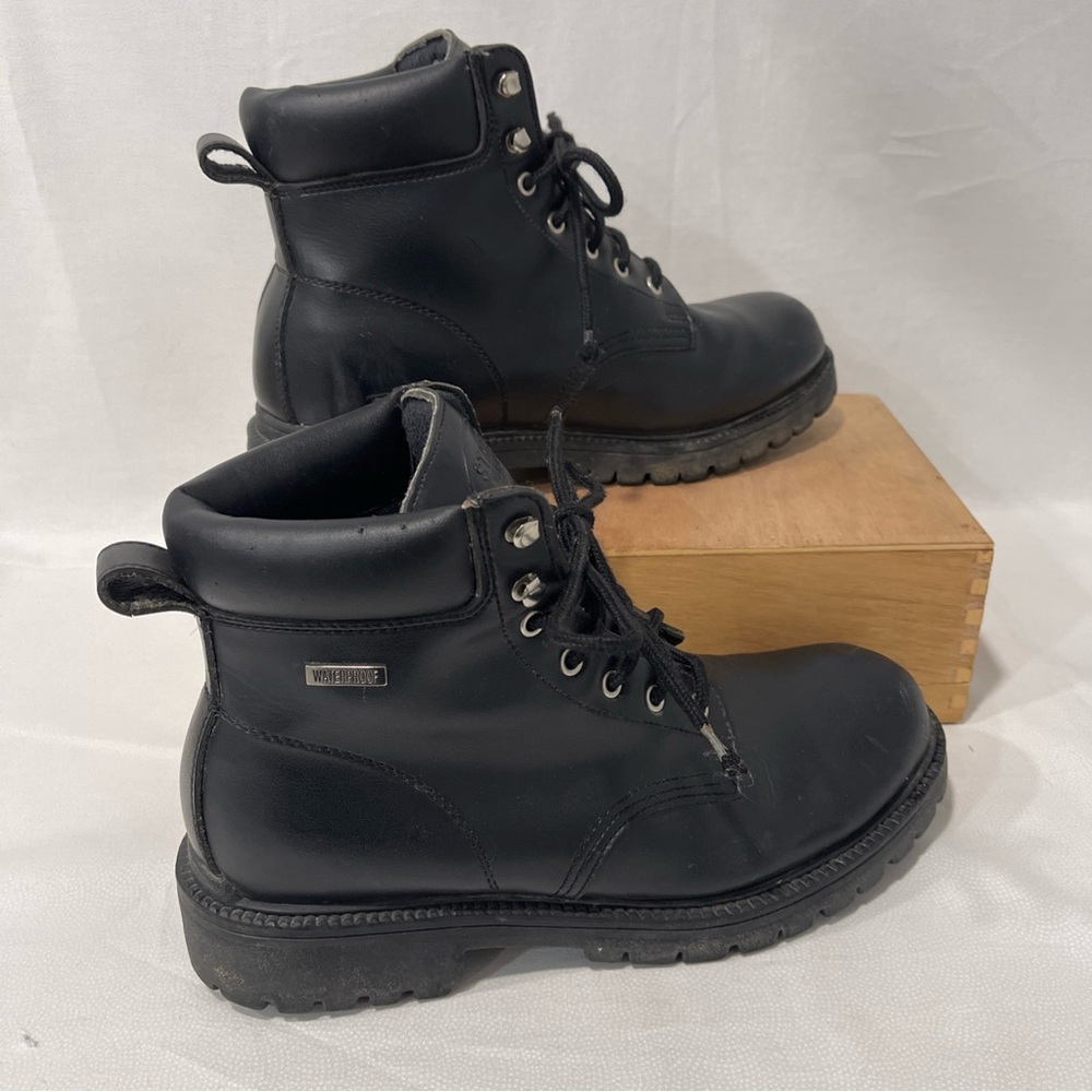 State Street Black Faux Leather Waterproof Work / Hiking Boots Men’s Size 11